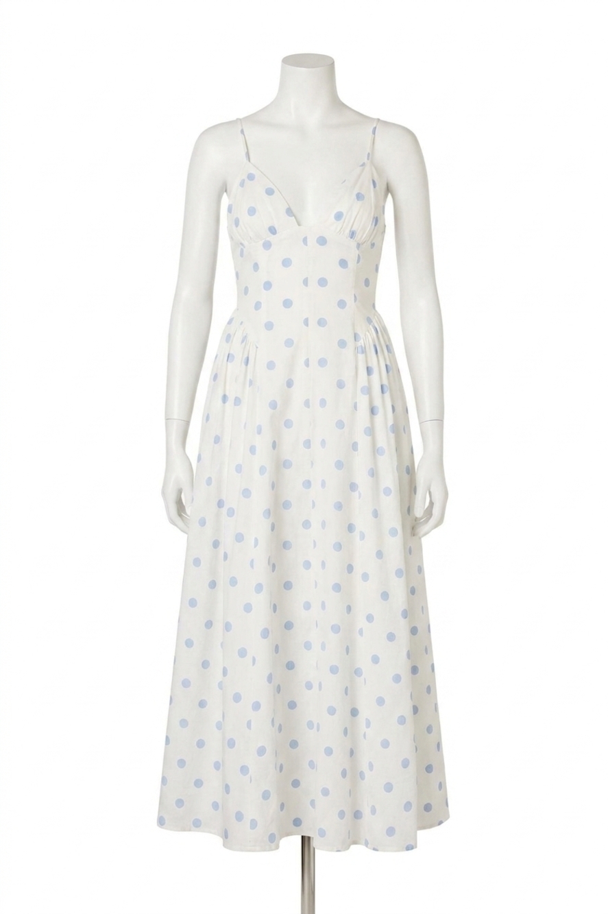 NEW NIA sydney polka dot midi dress in sky